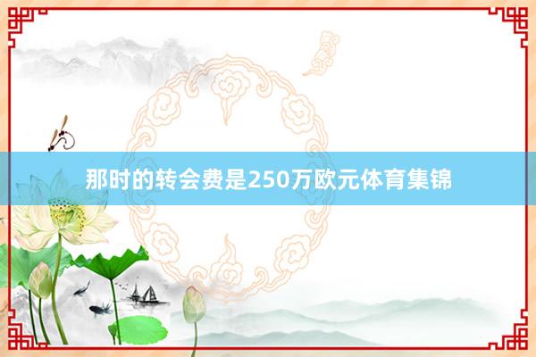 那时的转会费是250万欧元体育集锦