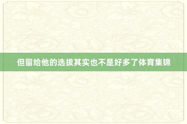 但留给他的选拔其实也不是好多了体育集锦