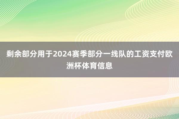 剩余部分用于2024赛季部分一线队的工资支付欧洲杯体育信息