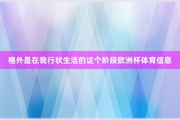 格外是在我行状生活的这个阶段欧洲杯体育信息