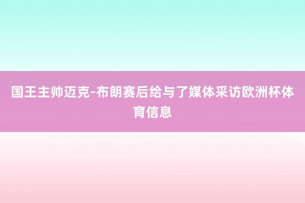 国王主帅迈克-布朗赛后给与了媒体采访欧洲杯体育信息